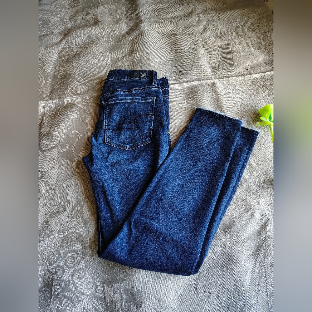 American Eagle Outfitters Dark Blue Straight Leg Jeans - Picture 4 of 5